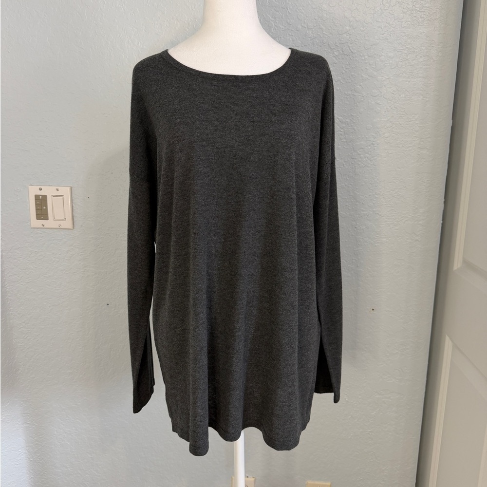 LOFT Charcoal Crew Neck Lightweight Sweater XL
